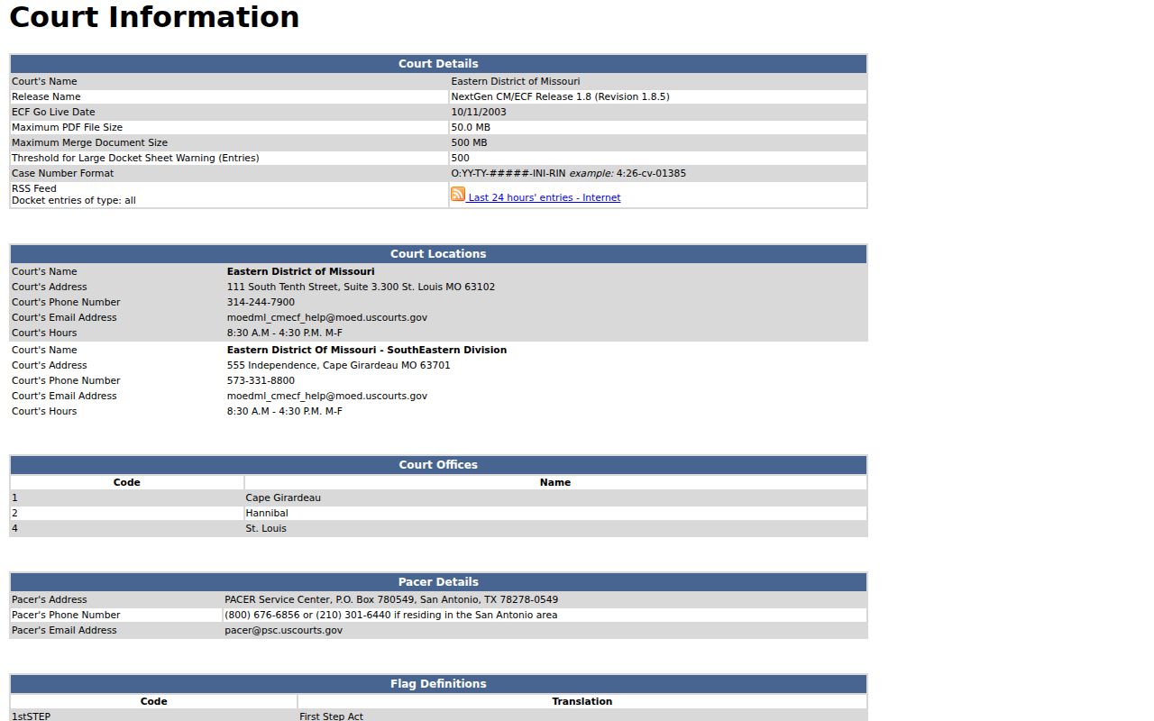 Crawford County criminal court docket CM ECF system information