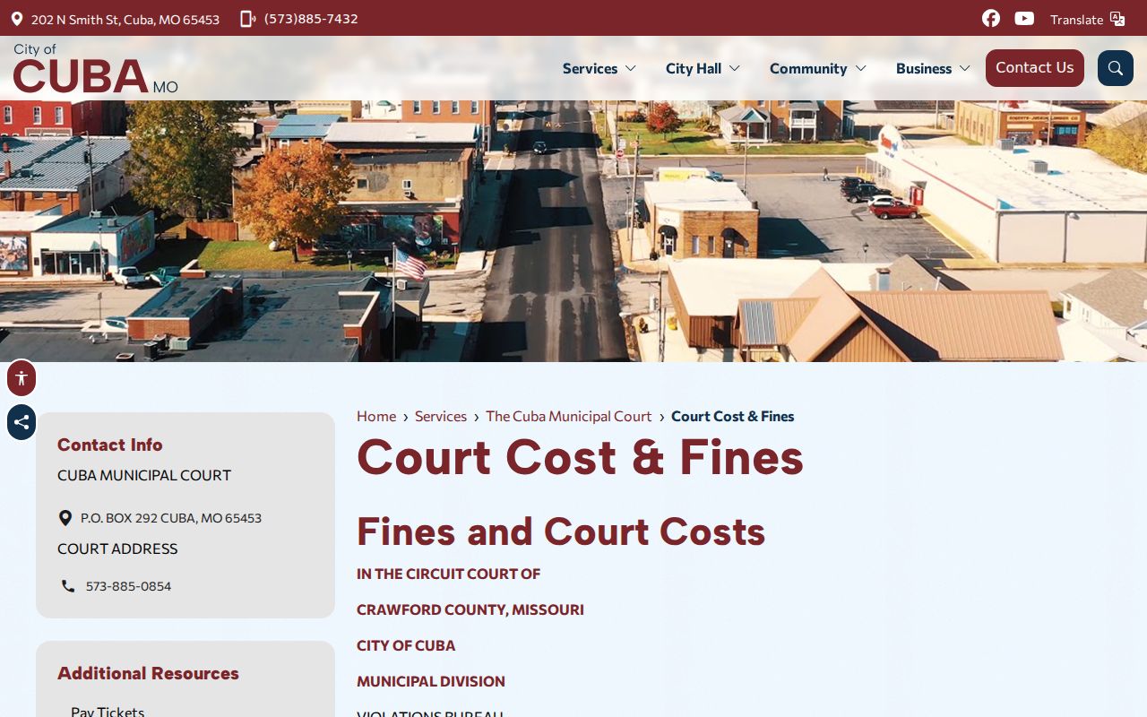 Crawford County traffic court records and Cuba citation response directions